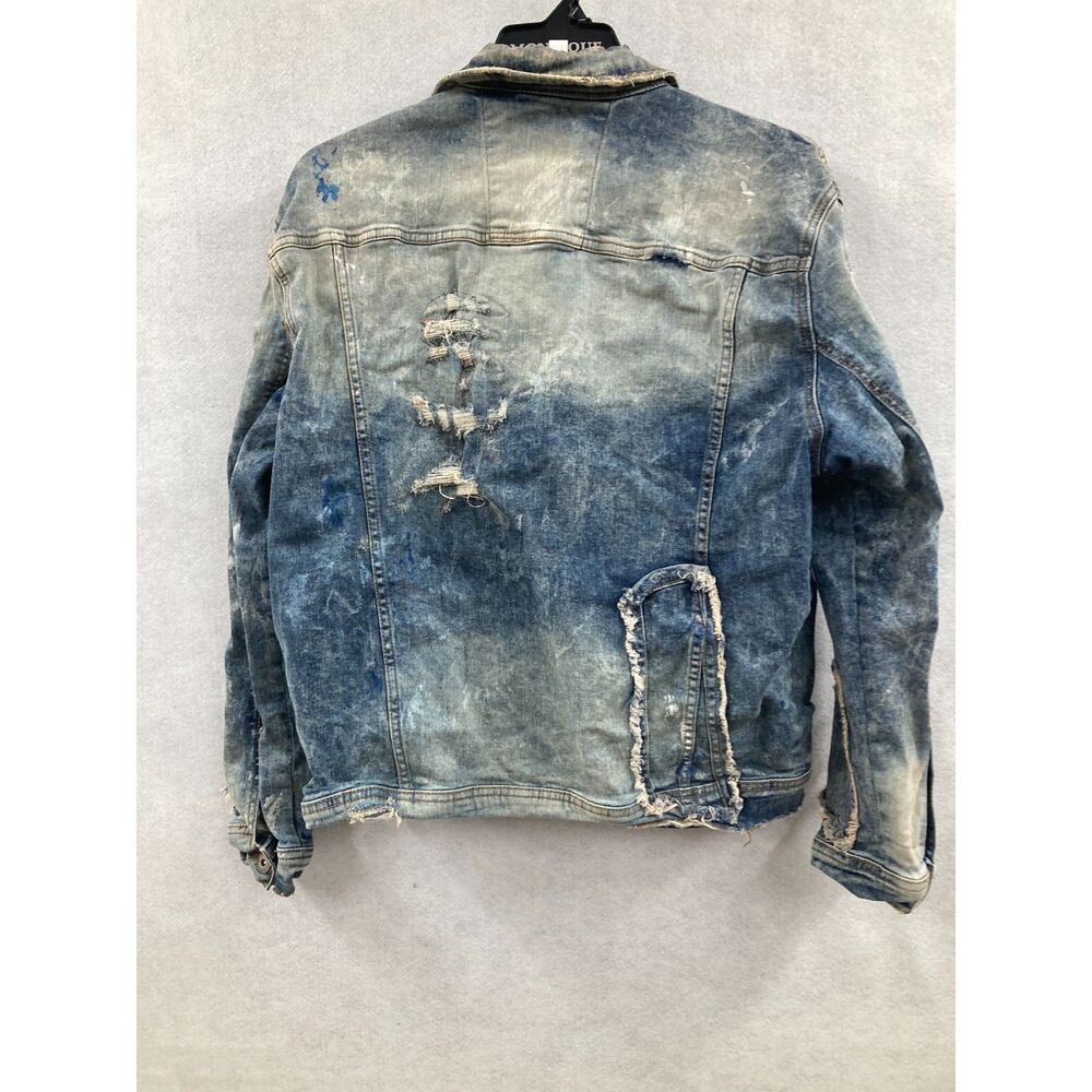Jordan Craig Legacy Edition Men's X-Large Distressed Denim Jacket Blue Ripped - Picture 2 of 11